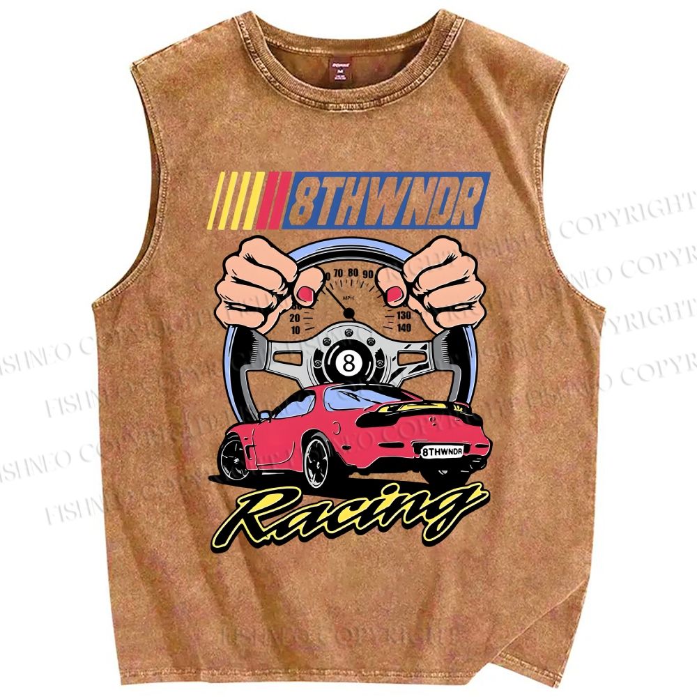 Unisex 8thwndr Racing Printed Washed Tank Top