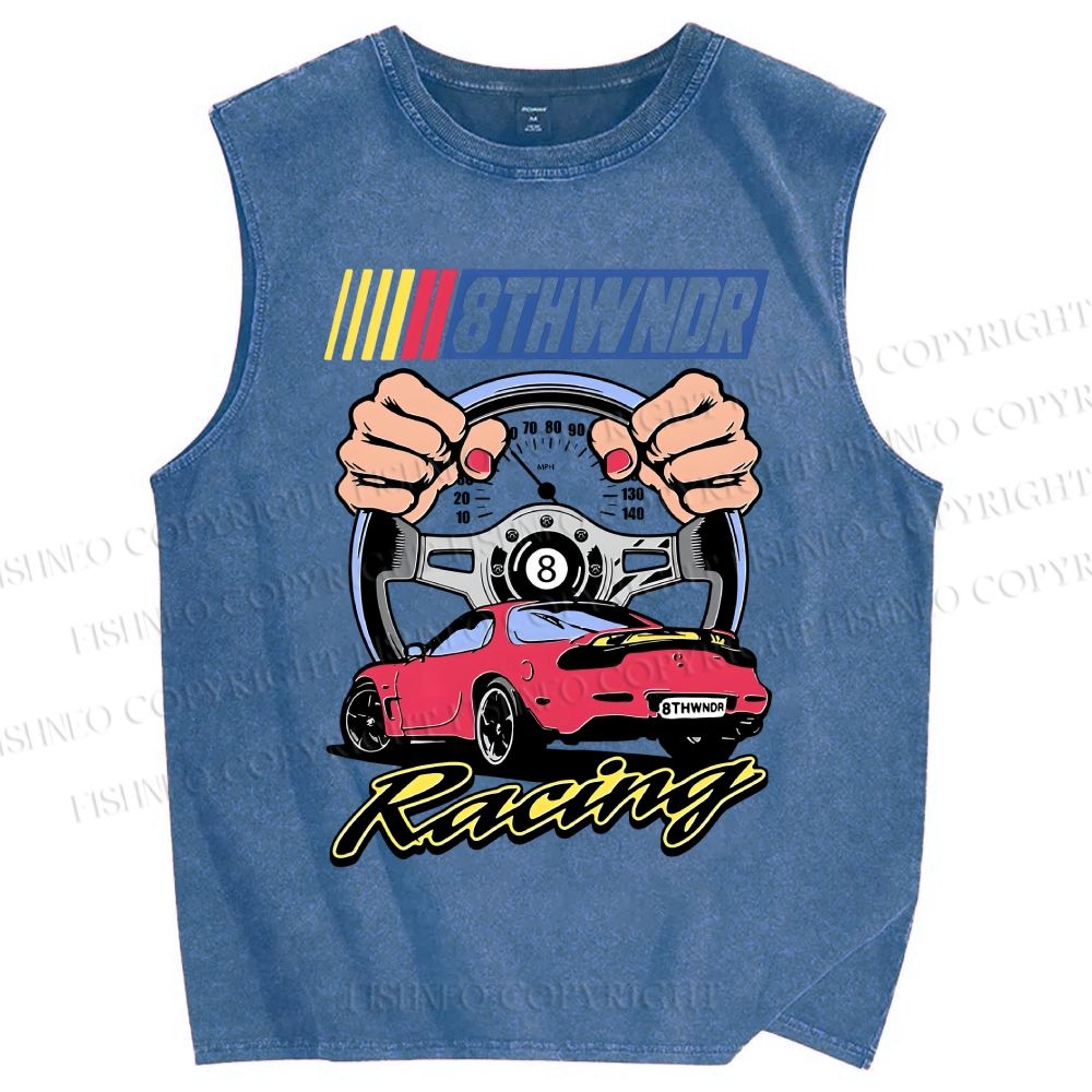 Unisex 8thwndr Racing Printed Washed Tank Top