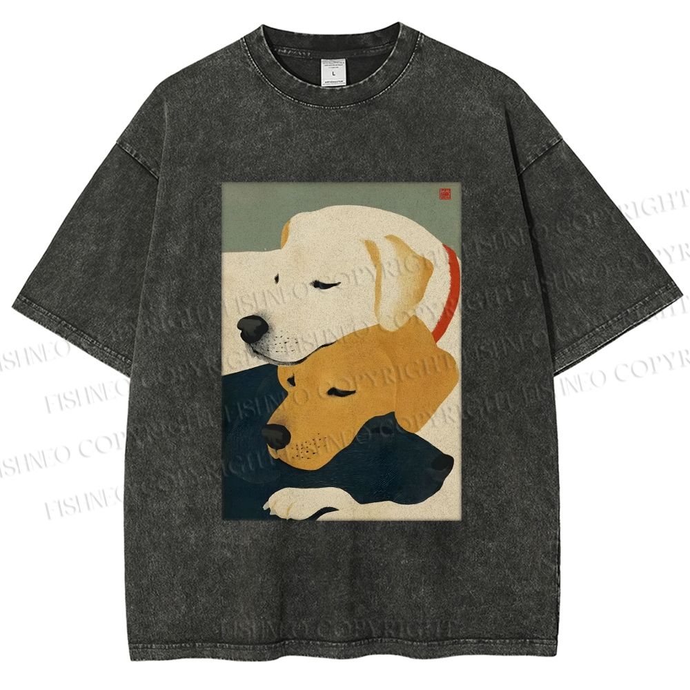 Unisex Dogs Printed Washed Tee