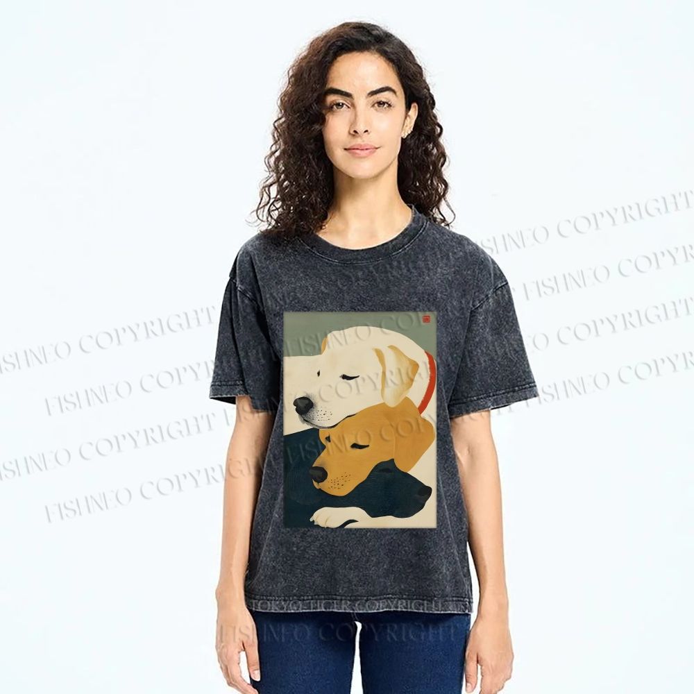 Unisex Dogs Printed Washed Tee