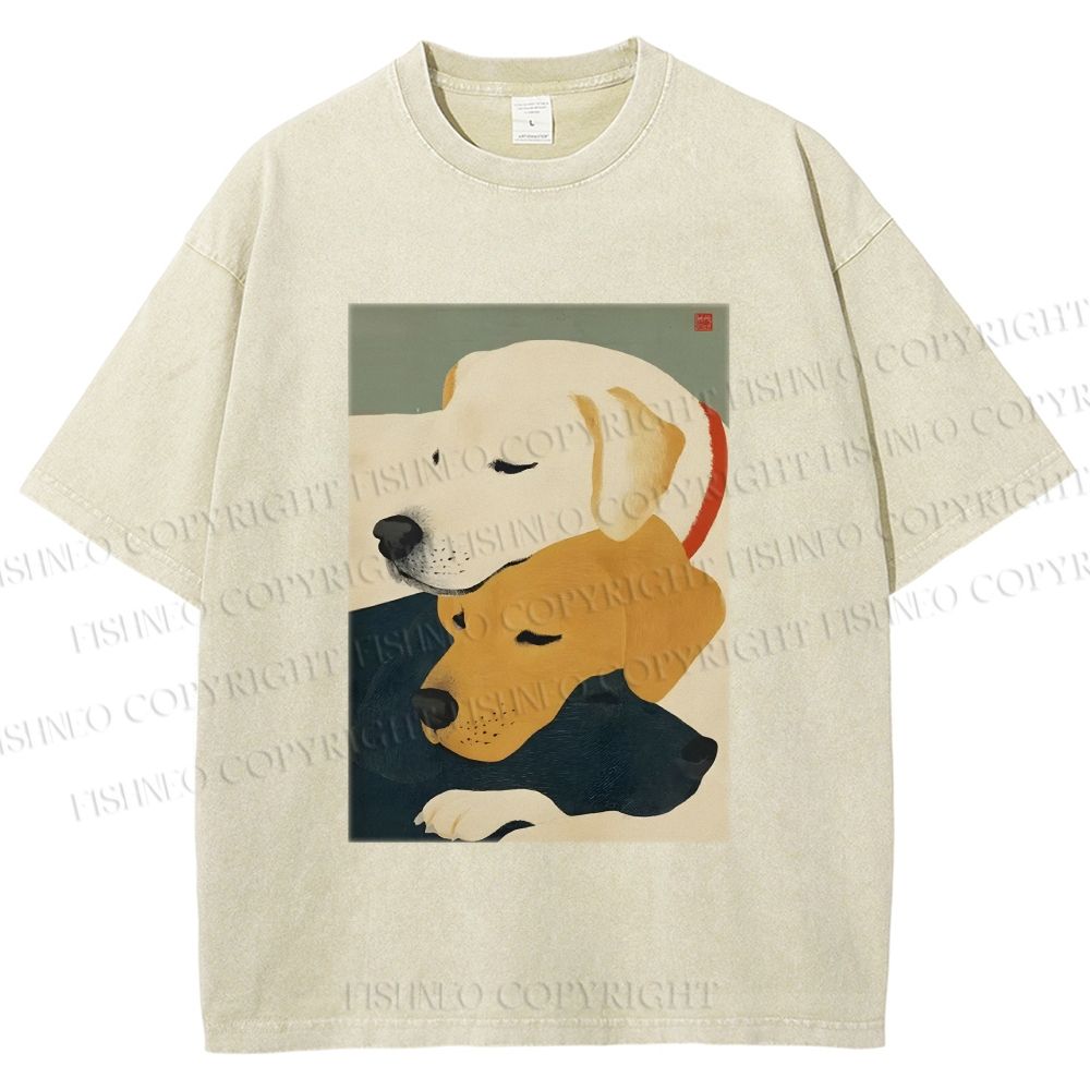Unisex Dogs Printed Washed Tee