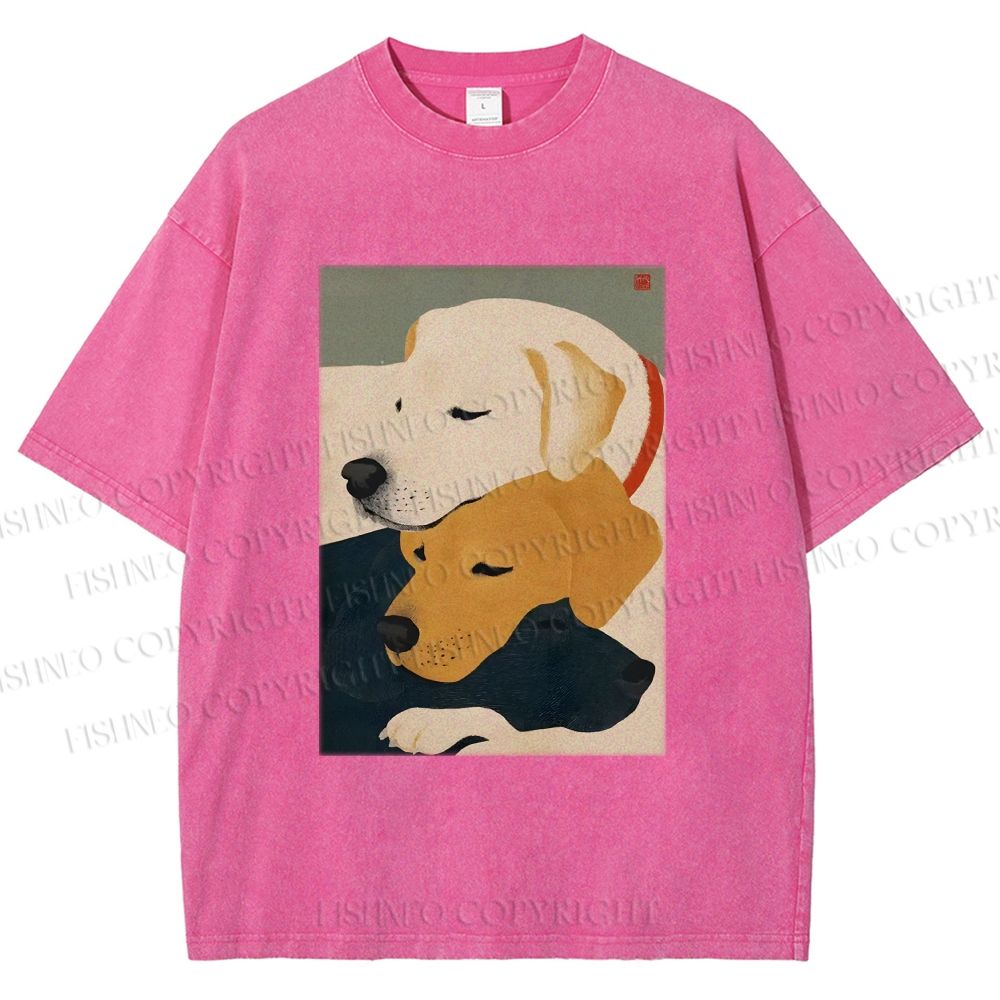 Unisex Dogs Printed Washed Tee