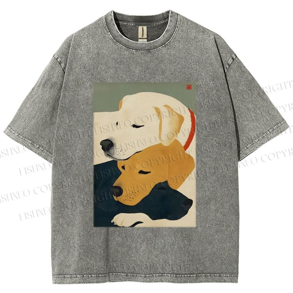 Unisex Dogs Printed Washed Tee
