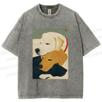 Unisex Dogs Printed Washed Tee