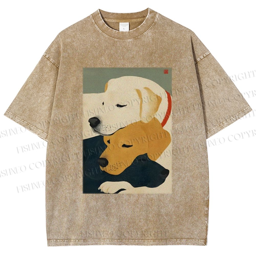 Unisex Dogs Printed Washed Tee