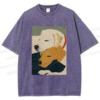 Unisex Dogs Printed Washed Tee