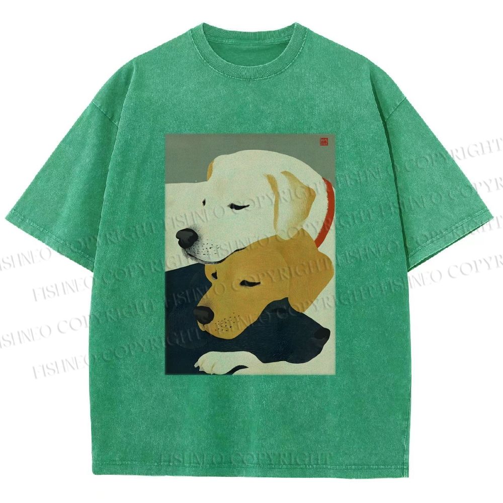 Unisex Dogs Printed Washed Tee