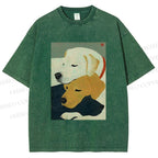 Unisex Dogs Printed Washed Tee