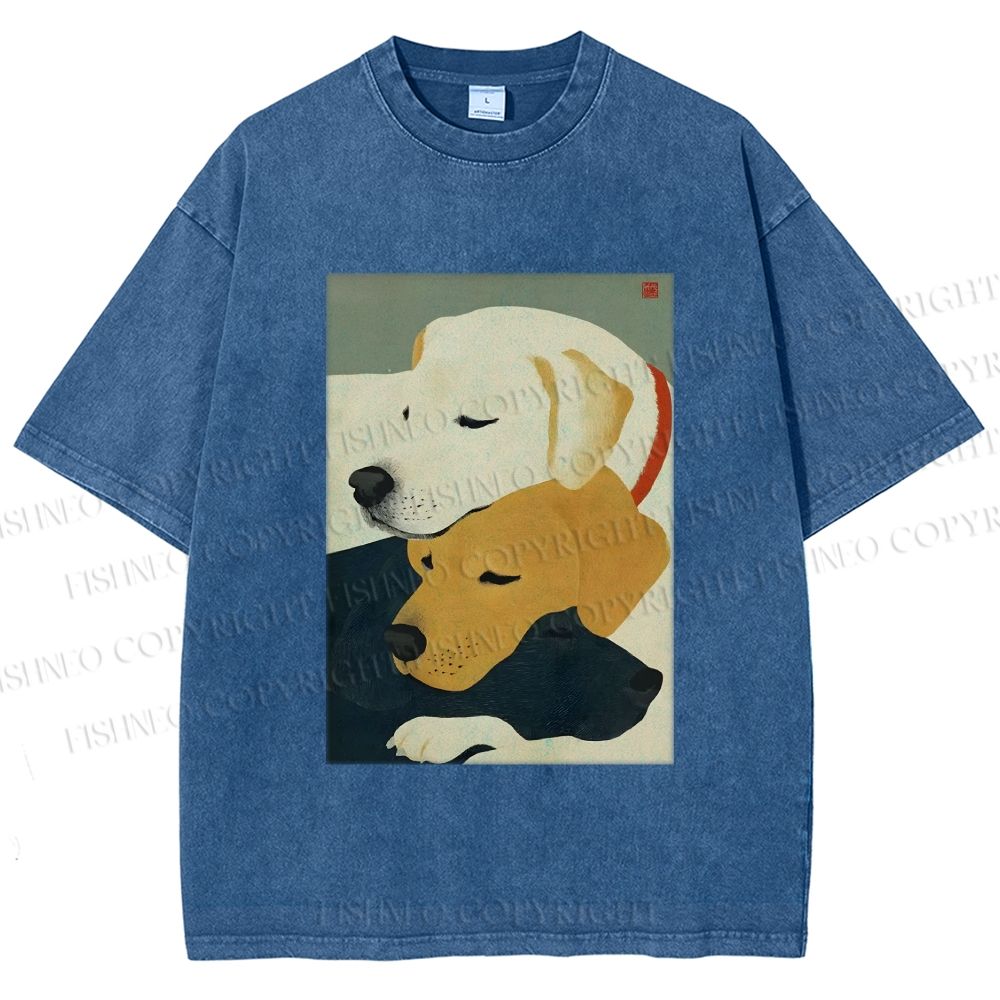 Unisex Dogs Printed Washed Tee