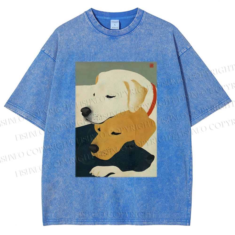 Unisex Dogs Printed Washed Tee