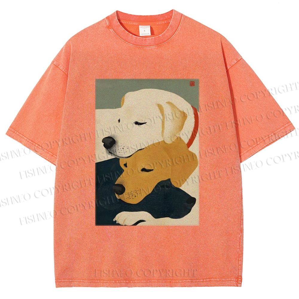 Unisex Dogs Printed Washed Tee