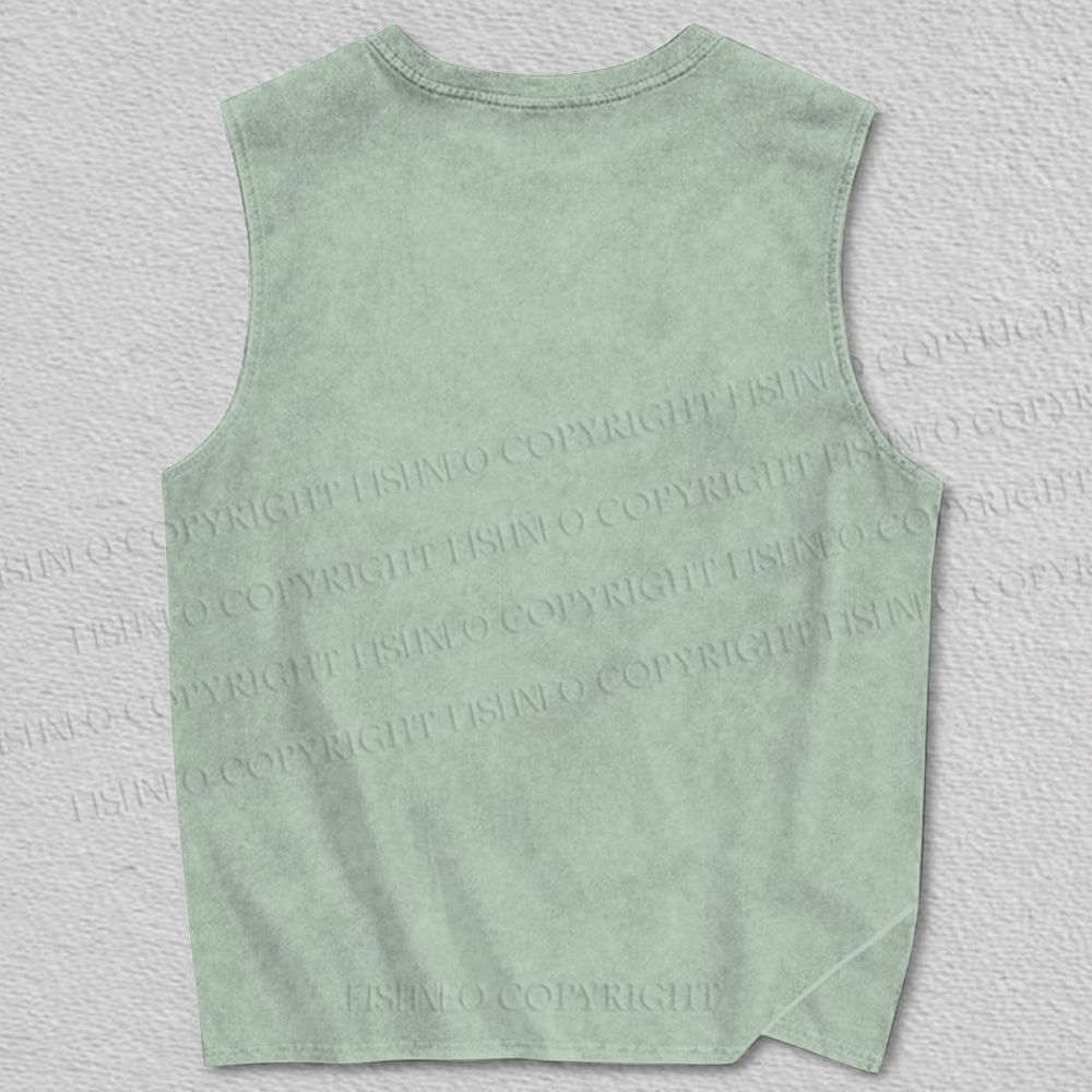 Unisex Black Cat Looking into Water Printed Tank Top