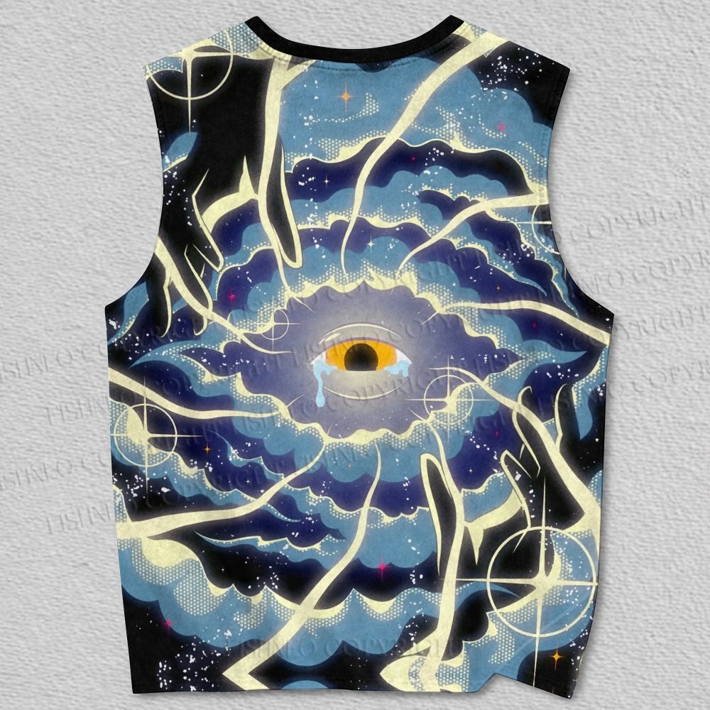 Unisex Tearing Eye Up On Sky Printed Tank Top
