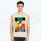 Unisex Everybody Say Hi Printed Washed Tank Top