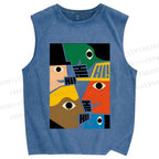 Unisex Everybody Say Hi Printed Washed Tank Top
