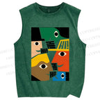 Unisex Everybody Say Hi Printed Washed Tank Top