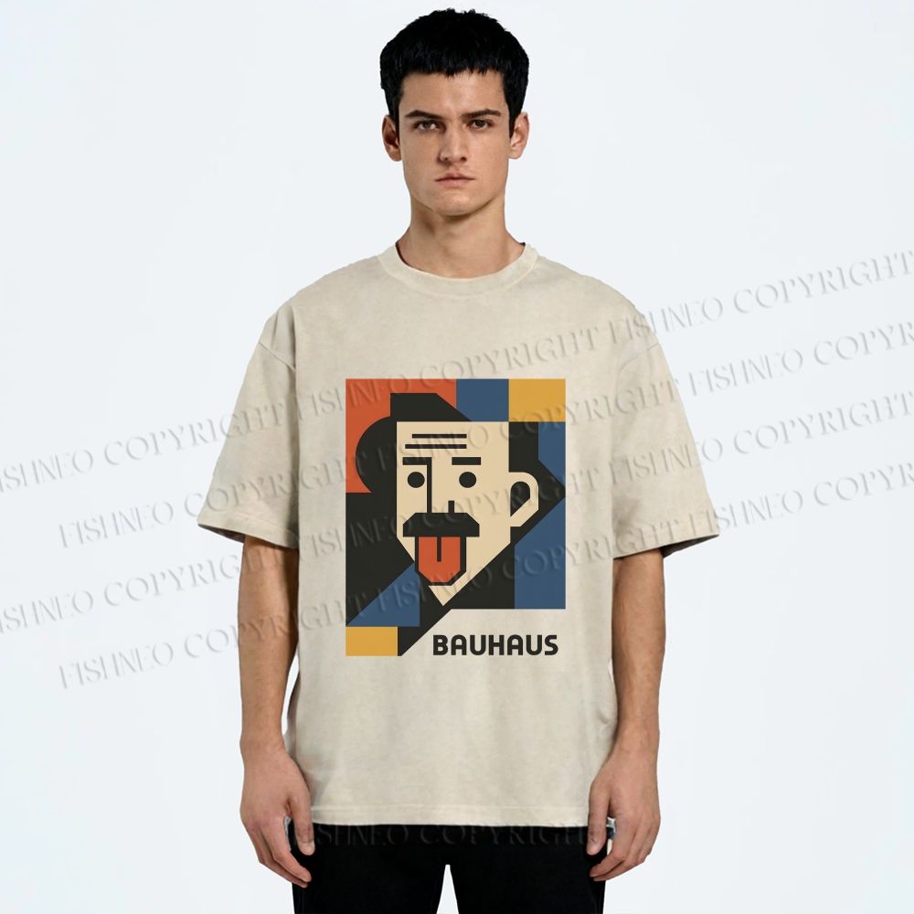 Unisex Bauhasu Einstein Printed Washed Tee