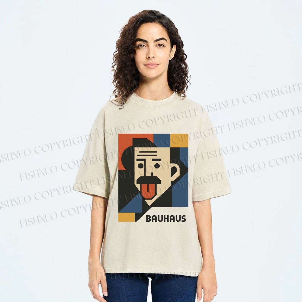 Unisex Bauhasu Einstein Printed Washed Tee