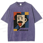Unisex Bauhasu Einstein Printed Washed Tee