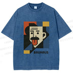 Unisex Bauhasu Einstein Printed Washed Tee