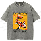 Unisex Koi Fish Osaka Exhibition Printed Washed Tee