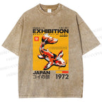 Unisex Koi Fish Osaka Exhibition Printed Washed Tee