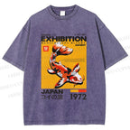 Unisex Koi Fish Osaka Exhibition Printed Washed Tee