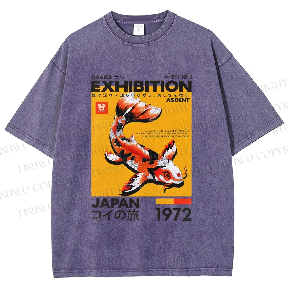Unisex Koi Fish Osaka Exhibition Printed Washed Tee