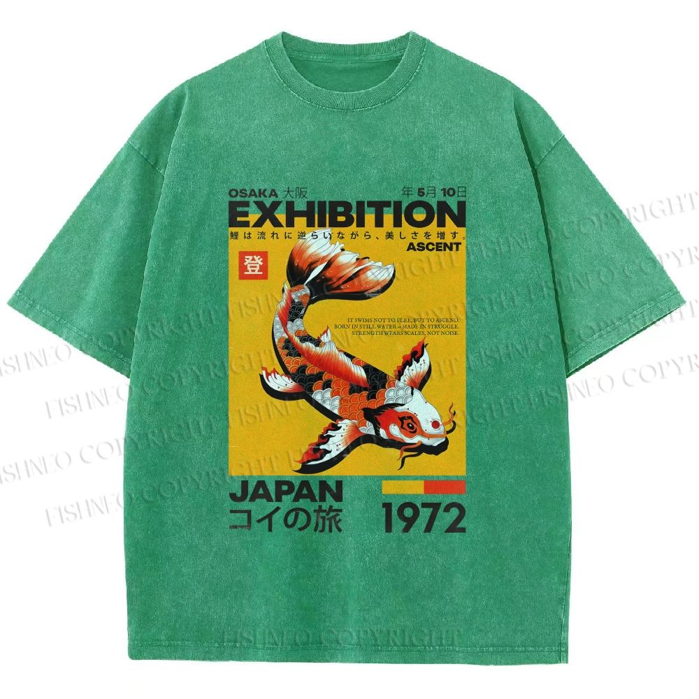 Unisex Koi Fish Osaka Exhibition Printed Washed Tee