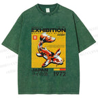 Unisex Koi Fish Osaka Exhibition Printed Washed Tee