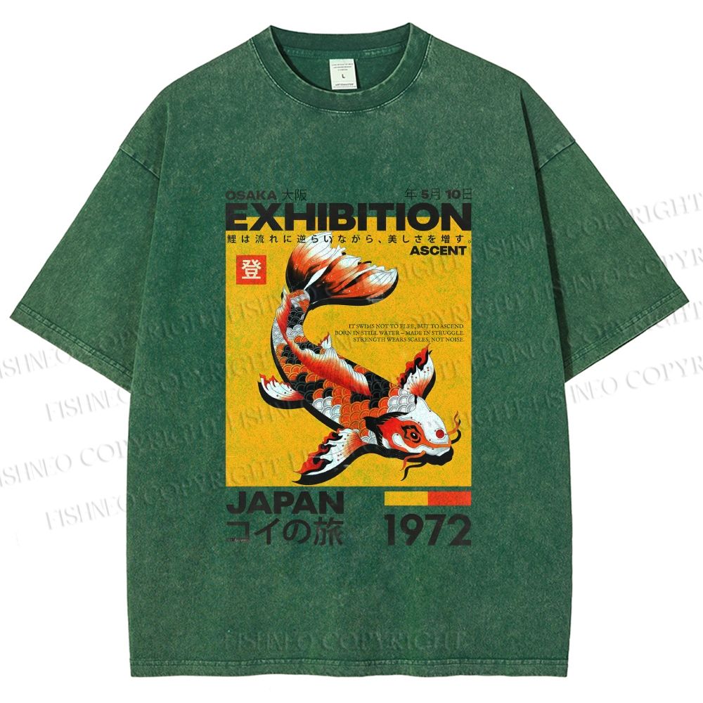 Unisex Koi Fish Osaka Exhibition Printed Washed Tee