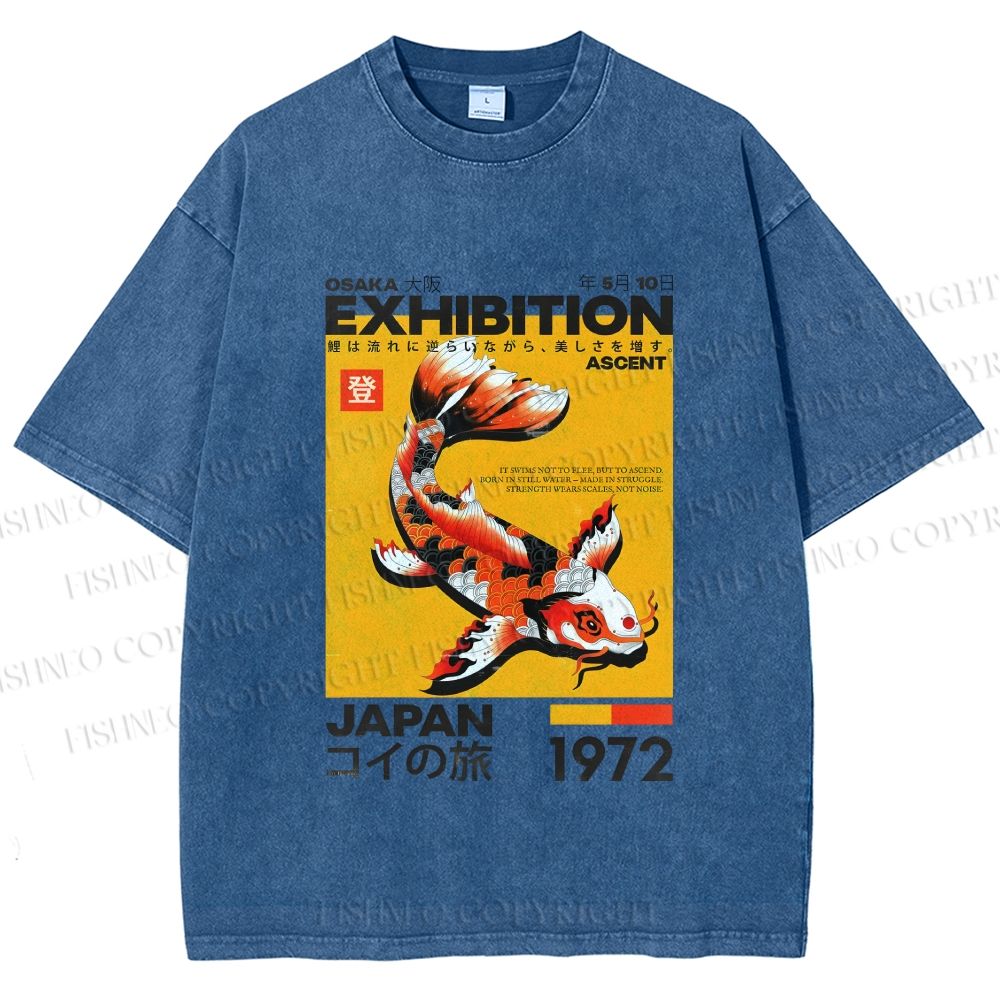 Unisex Koi Fish Osaka Exhibition Printed Washed Tee