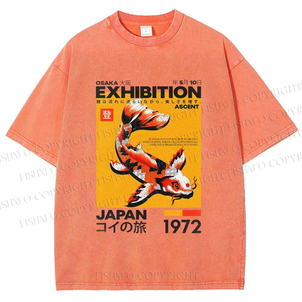 Unisex Koi Fish Osaka Exhibition Printed Washed Tee