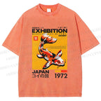 Unisex Koi Fish Osaka Exhibition Printed Washed Tee