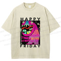 Unisex Happy Friday Silly Big Mouth Monster Printed Washed Tee