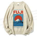 Unisex Japanese Osaka Mount Fuji Printed Sweatshirt