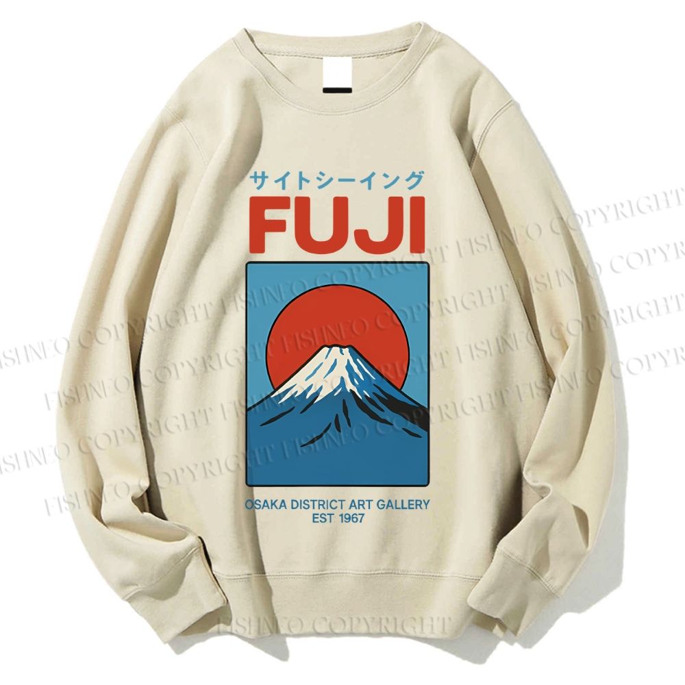 Unisex Japanese Osaka Mount Fuji Printed Sweatshirt