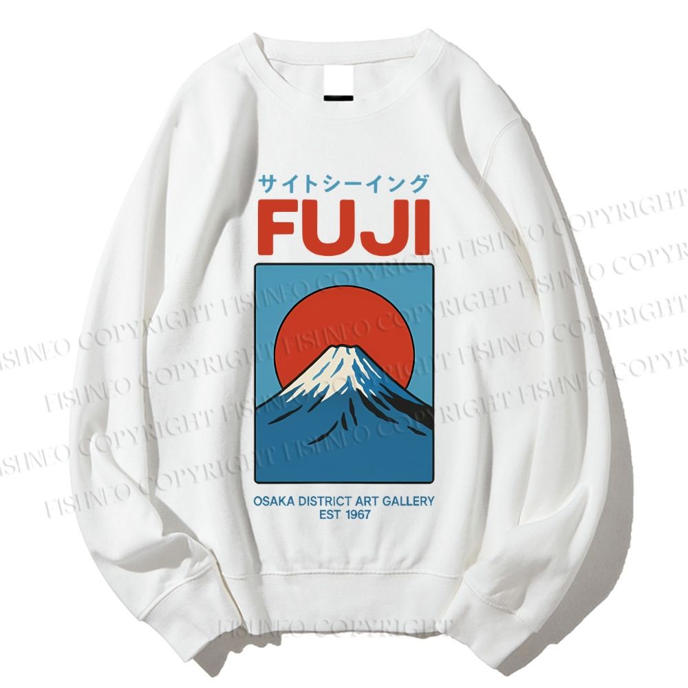 Unisex Japanese Osaka Mount Fuji Printed Sweatshirt