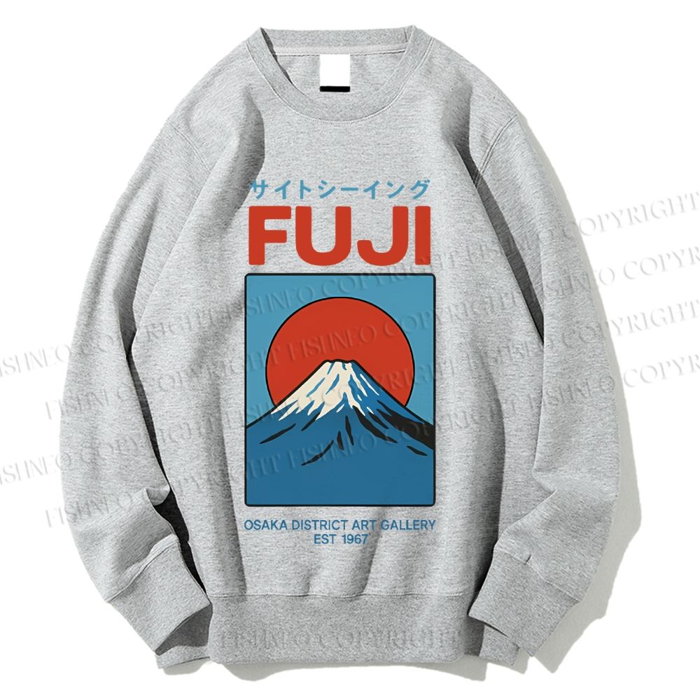 Unisex Japanese Osaka Mount Fuji Printed Sweatshirt
