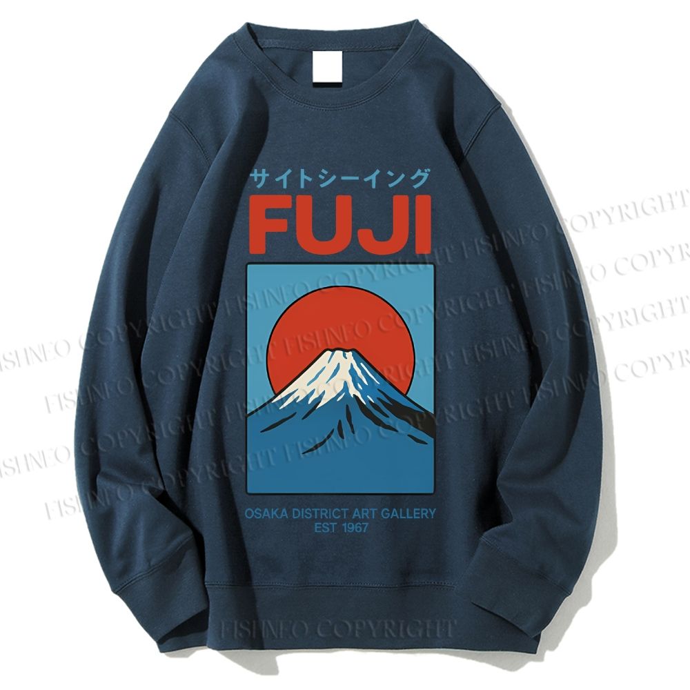 Unisex Japanese Osaka Mount Fuji Printed Sweatshirt