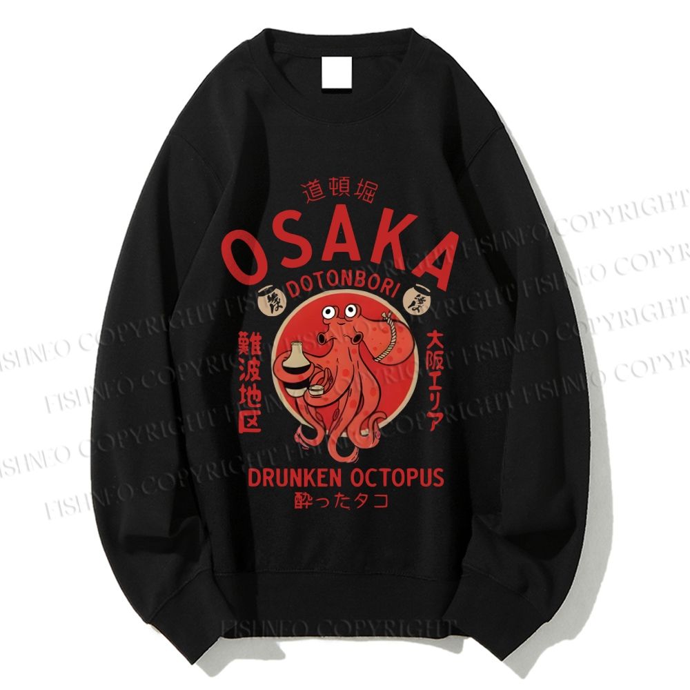 Unisex Drunken Octopus Japan Printed Sweatshirt