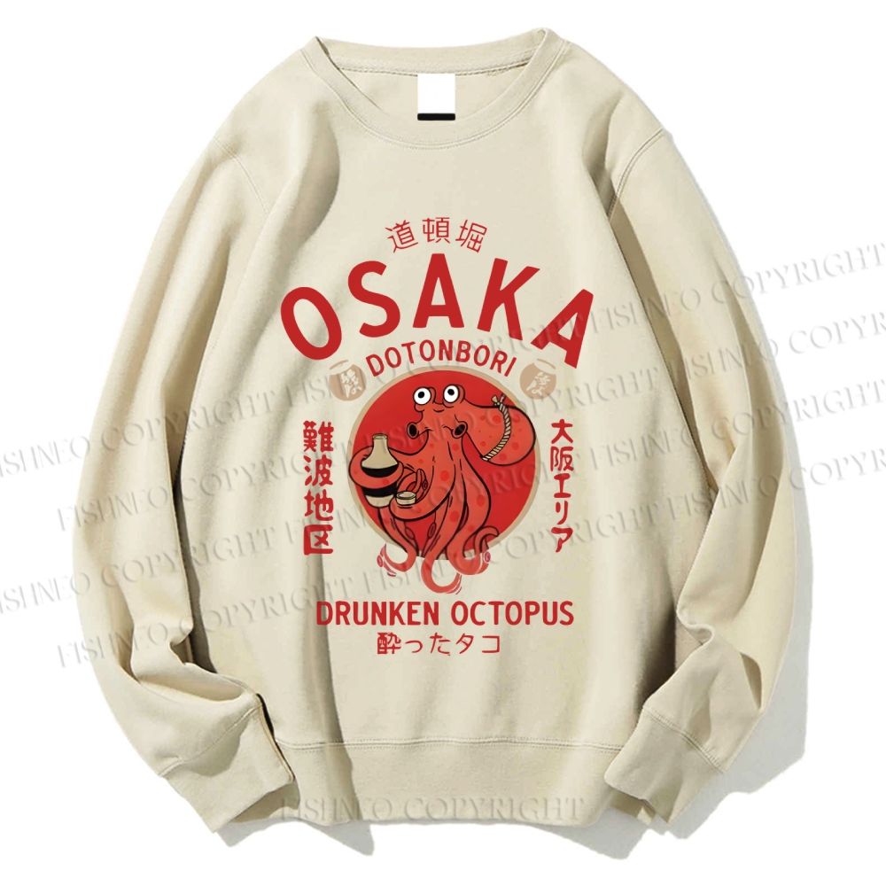 Unisex Drunken Octopus Japan Printed Sweatshirt