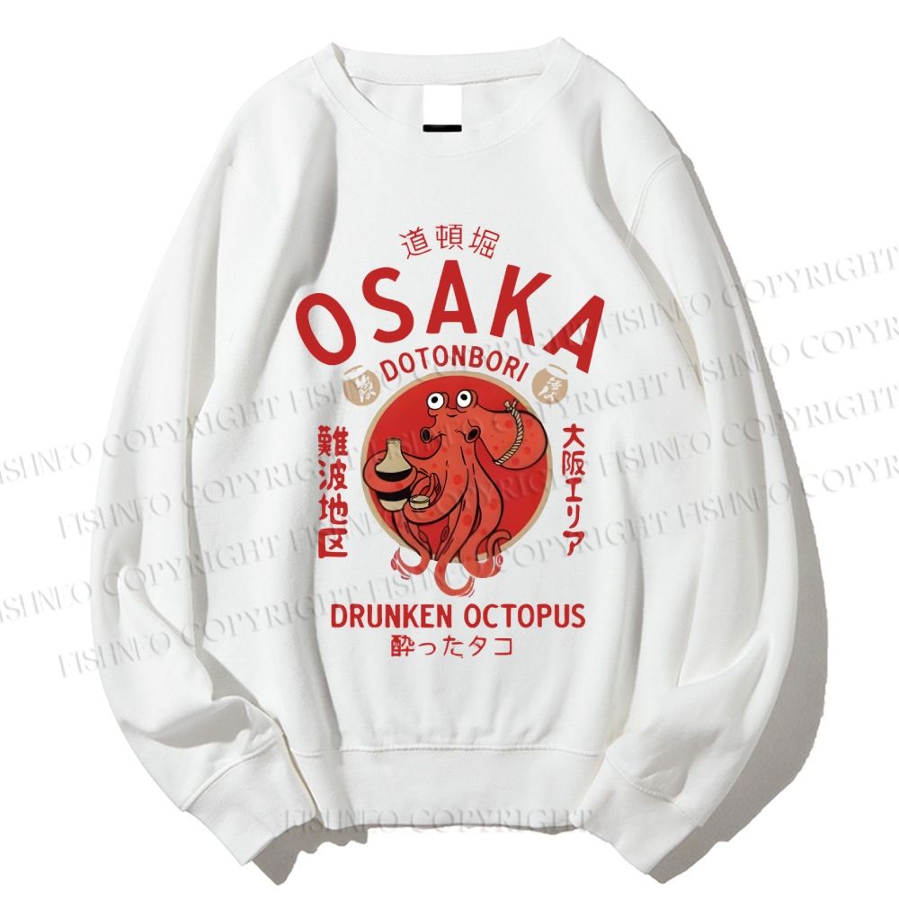 Unisex Drunken Octopus Japan Printed Sweatshirt