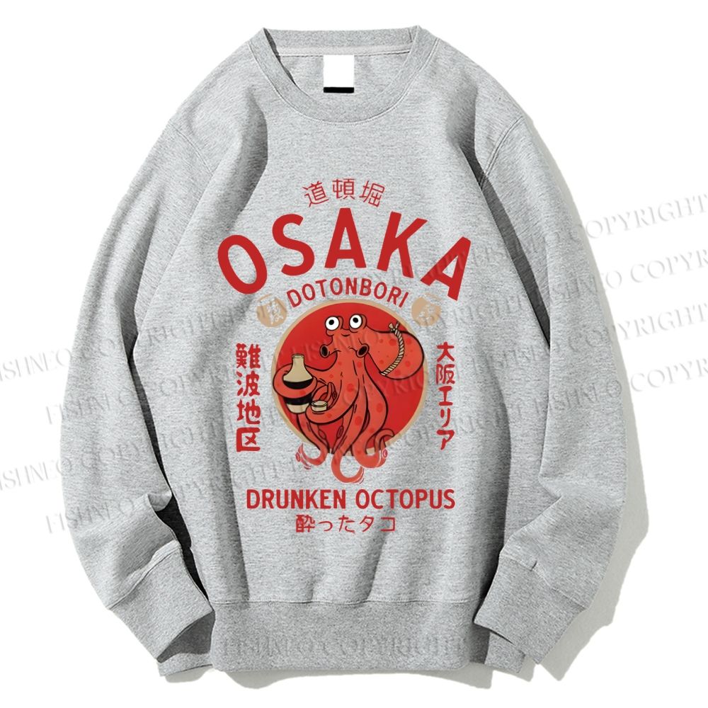 Unisex Drunken Octopus Japan Printed Sweatshirt