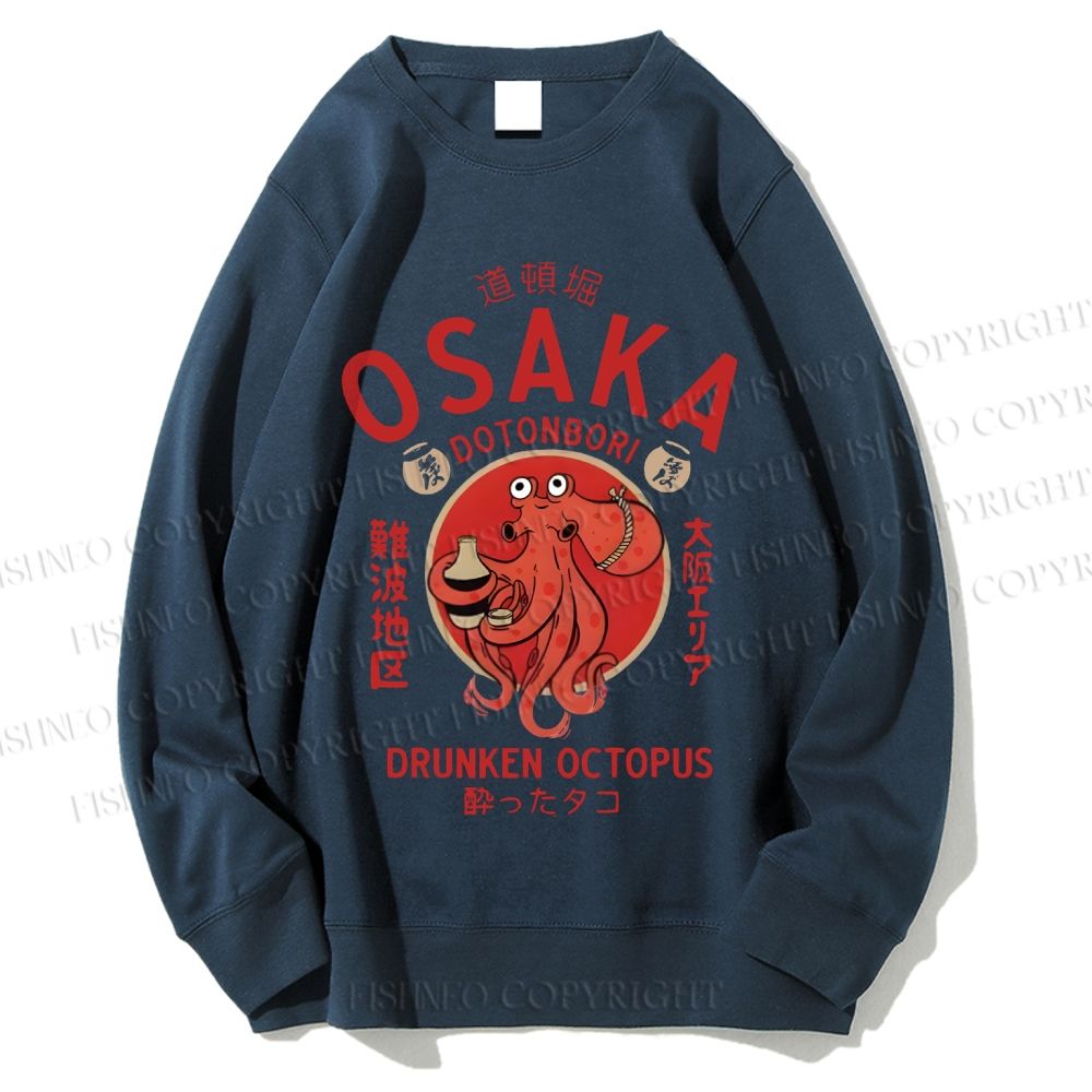 Unisex Drunken Octopus Japan Printed Sweatshirt