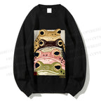 Unisex Whimsical Multi Colored Frog Art Printed Sweatshirt