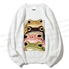 Unisex Whimsical Multi Colored Frog Art Printed Sweatshirt