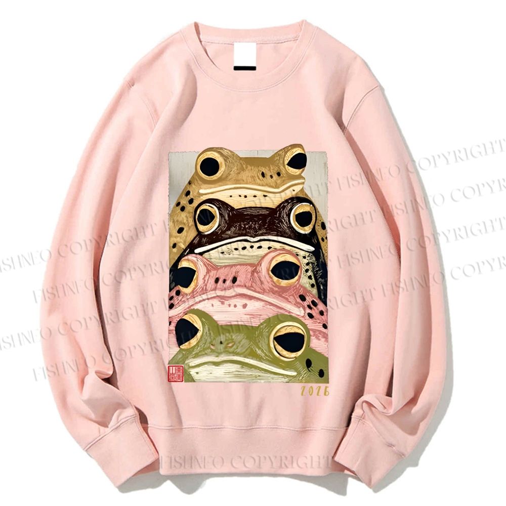 Unisex Whimsical Multi Colored Frog Art Printed Sweatshirt