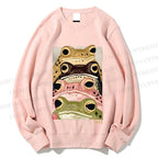 Unisex Whimsical Multi Colored Frog Art Printed Sweatshirt