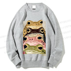 Unisex Whimsical Multi Colored Frog Art Printed Sweatshirt